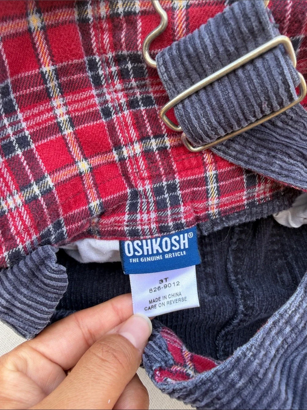 OshKosh B'gosh Dark Navy Corduroy Kids Overalls flannel lining